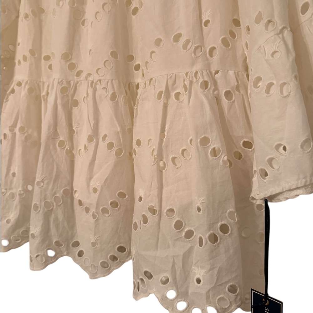 Simply Southern White Eyelet Tiered Bell-Sleeve Top - Picture 2 of 4